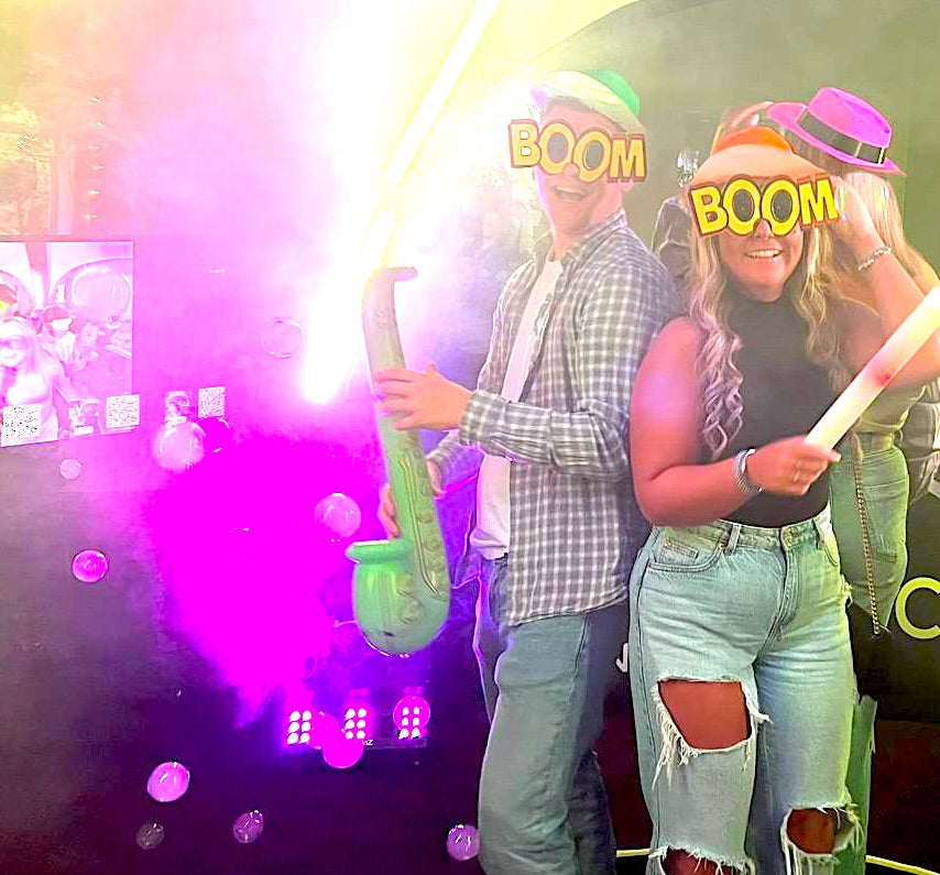 Fog and bubble machine with our 360 photo booth for hire