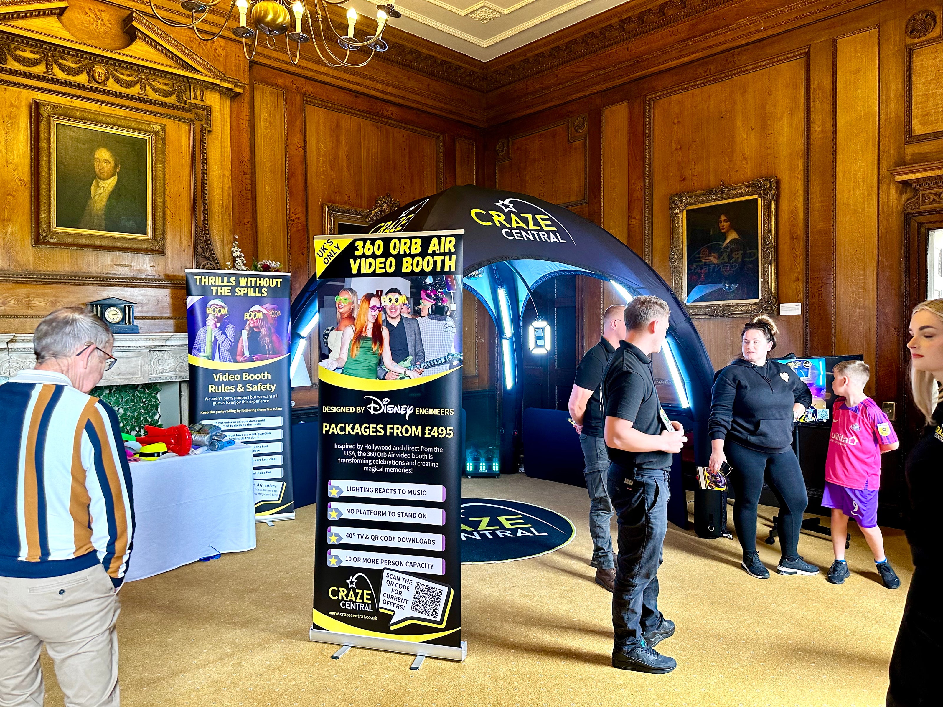 Craze Central 360 Orb Air video booth at Lumley Castle in County Durham